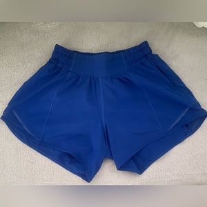 Royal blue lululemon hotty hot shorts size 0 4”.